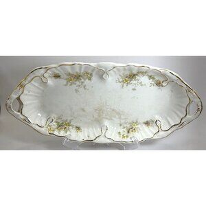 Vtg Lomoge Porcelain Tray With Handles Some Crazing No Chips